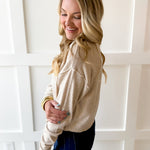 Cropped Knit Crew Sweater - Oatmeal