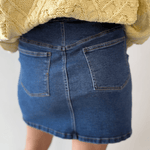 Curve Shape Seam Detail Denim Skirt