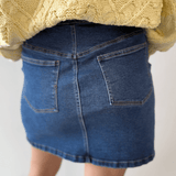 Curve Shape Seam Detail Denim Skirt