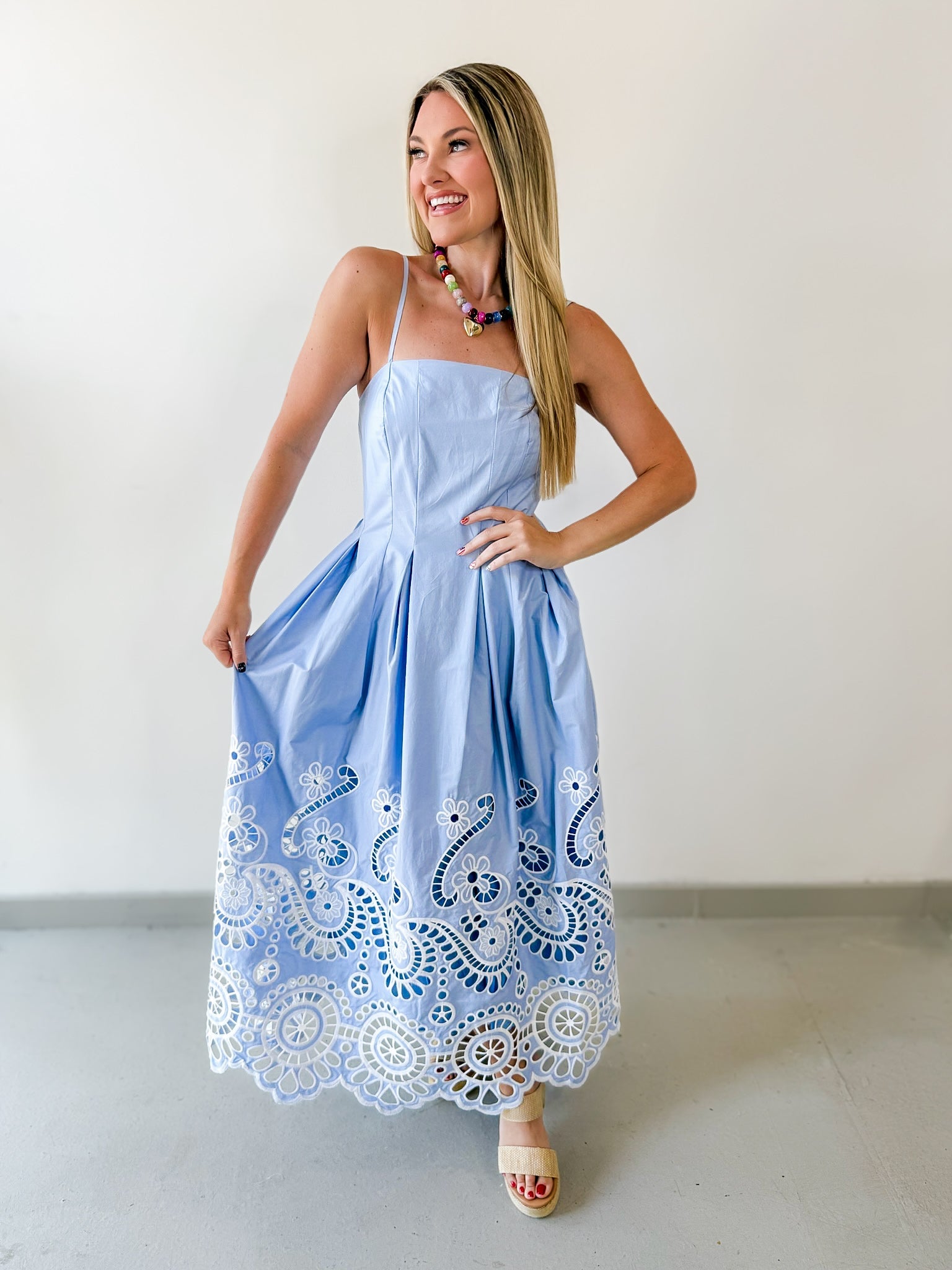 Cut Out Embroidery Detail Maxi Dress
