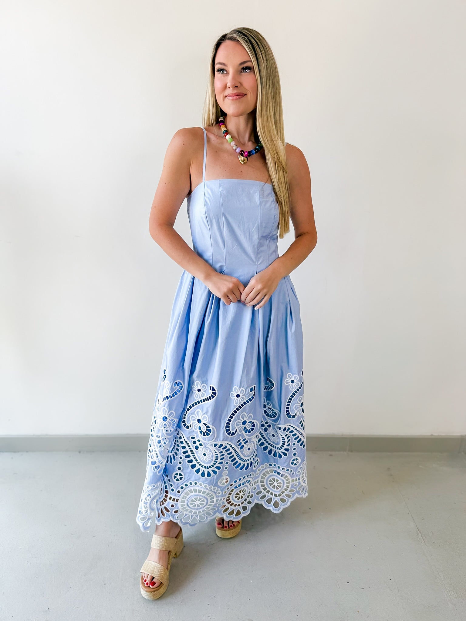 Cut Out Embroidery Detail Maxi Dress