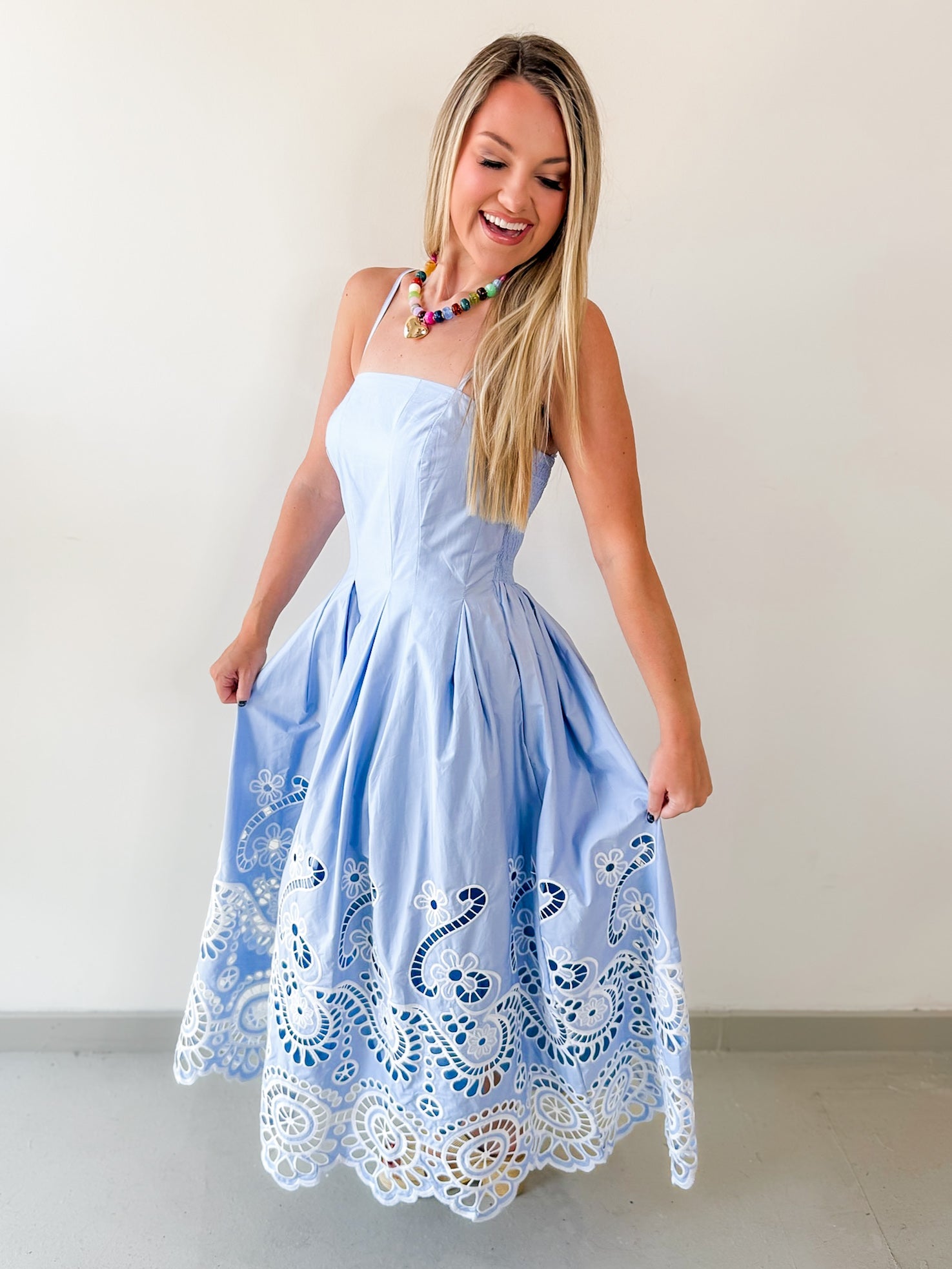 Cut Out Embroidery Detail Maxi Dress