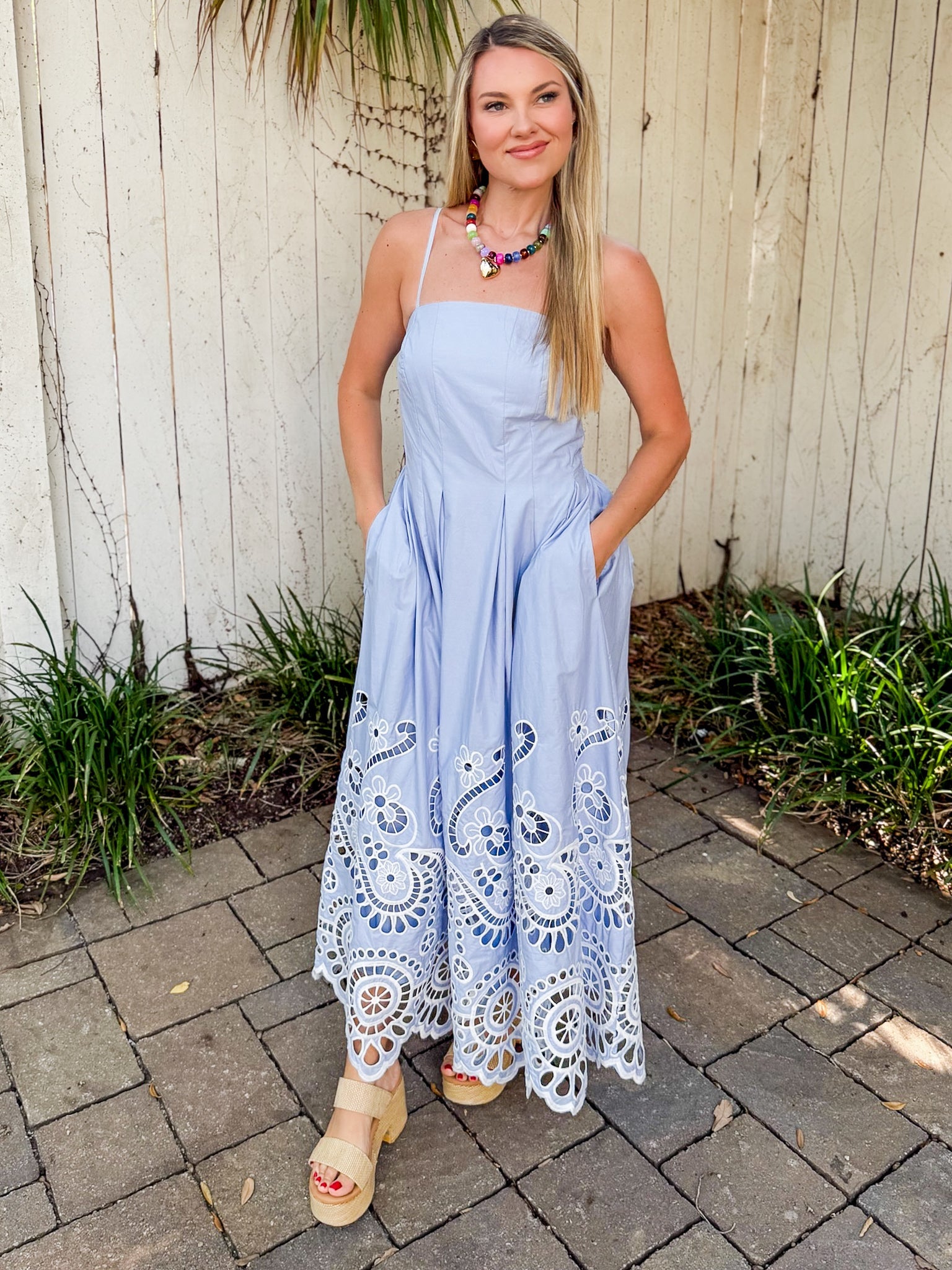 Cut Out Embroidery Detail Maxi Dress