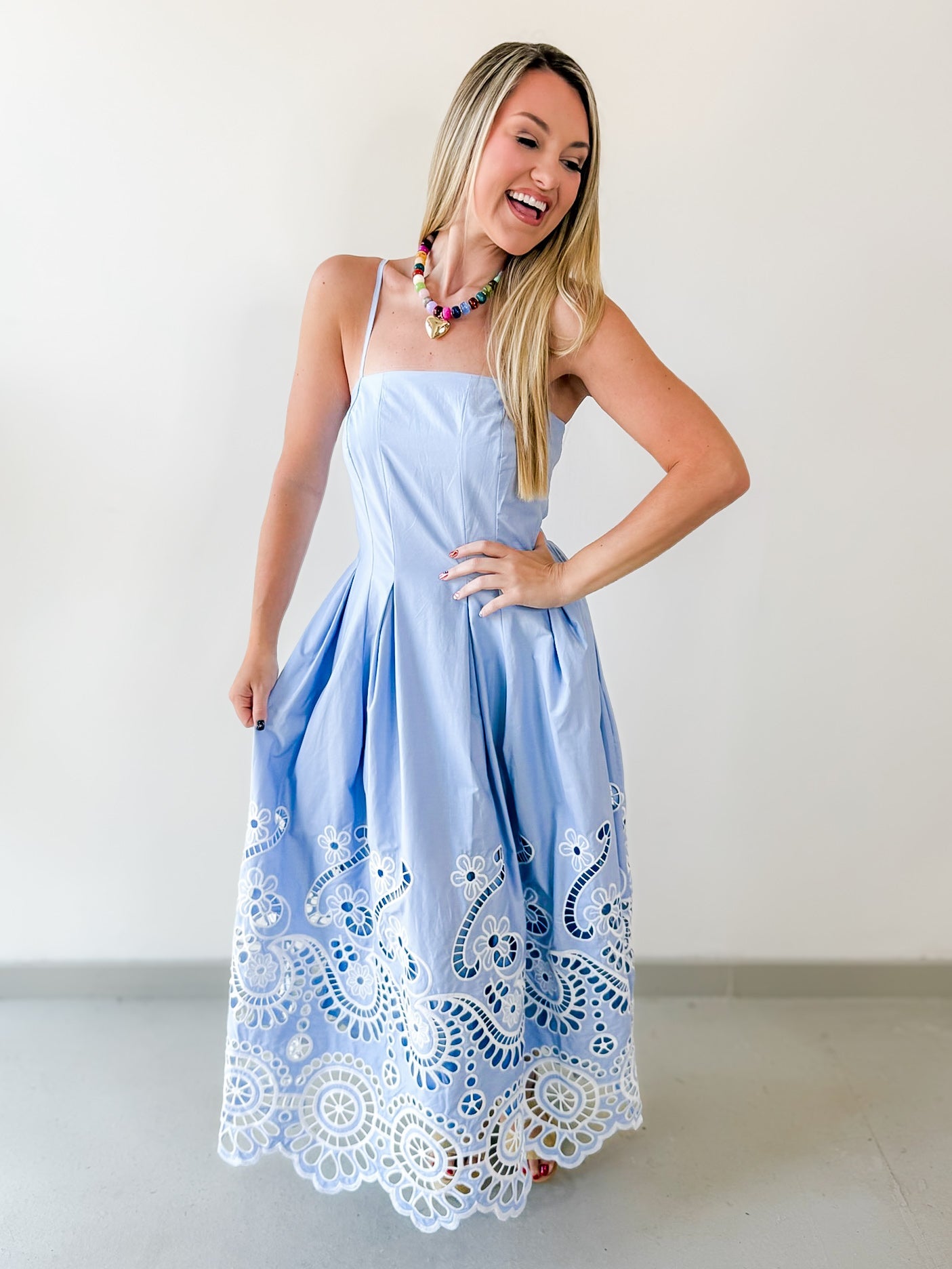 Cut Out Embroidery Detail Maxi Dress