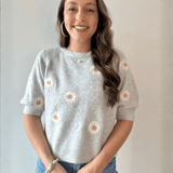 Daisy Round Neck Floral Sweater