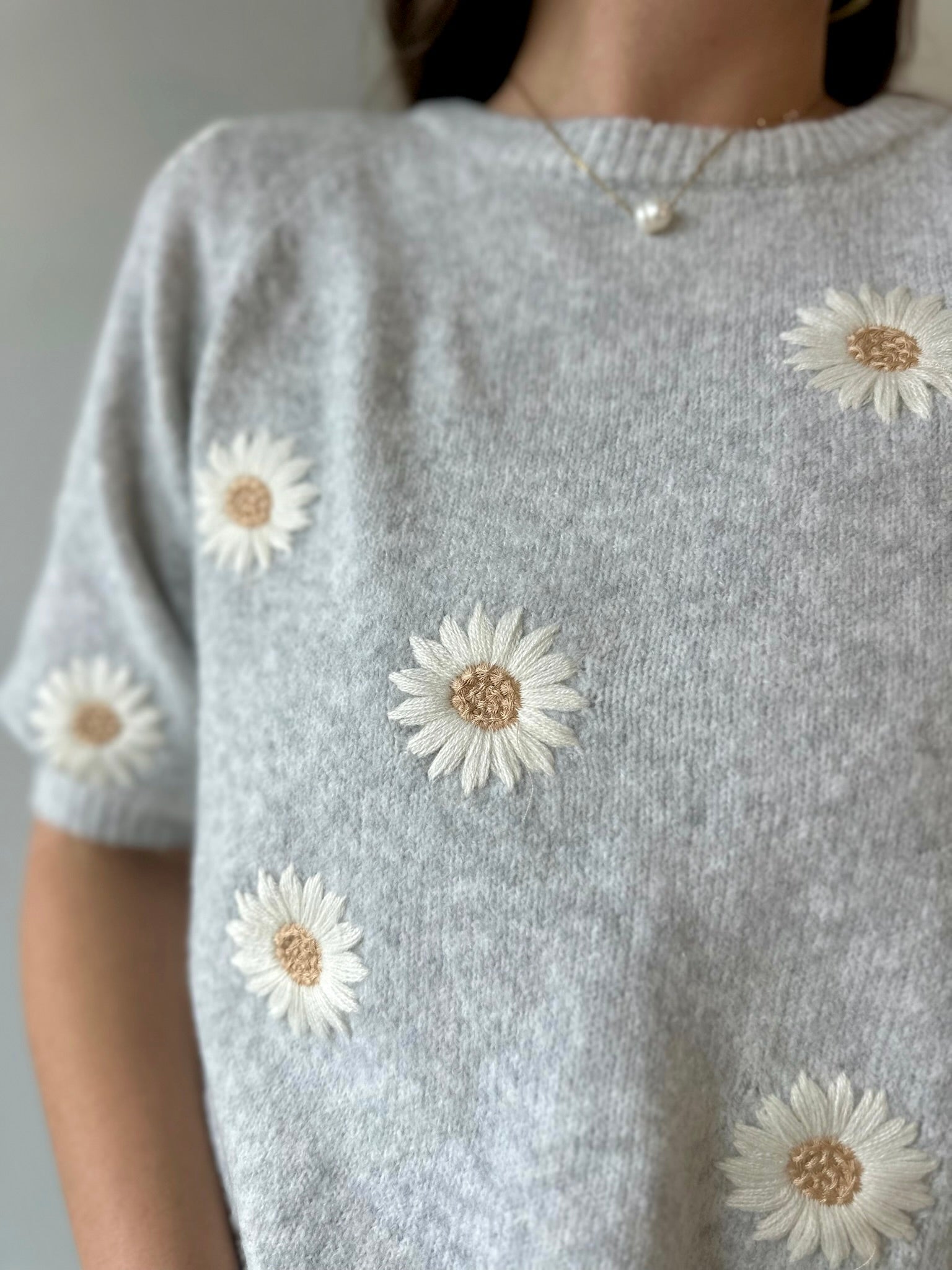 Daisy Round Neck Floral Sweater