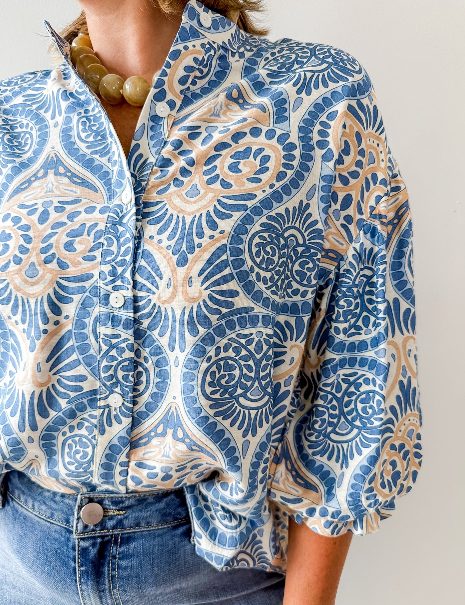 Damask Print Balloon Top
