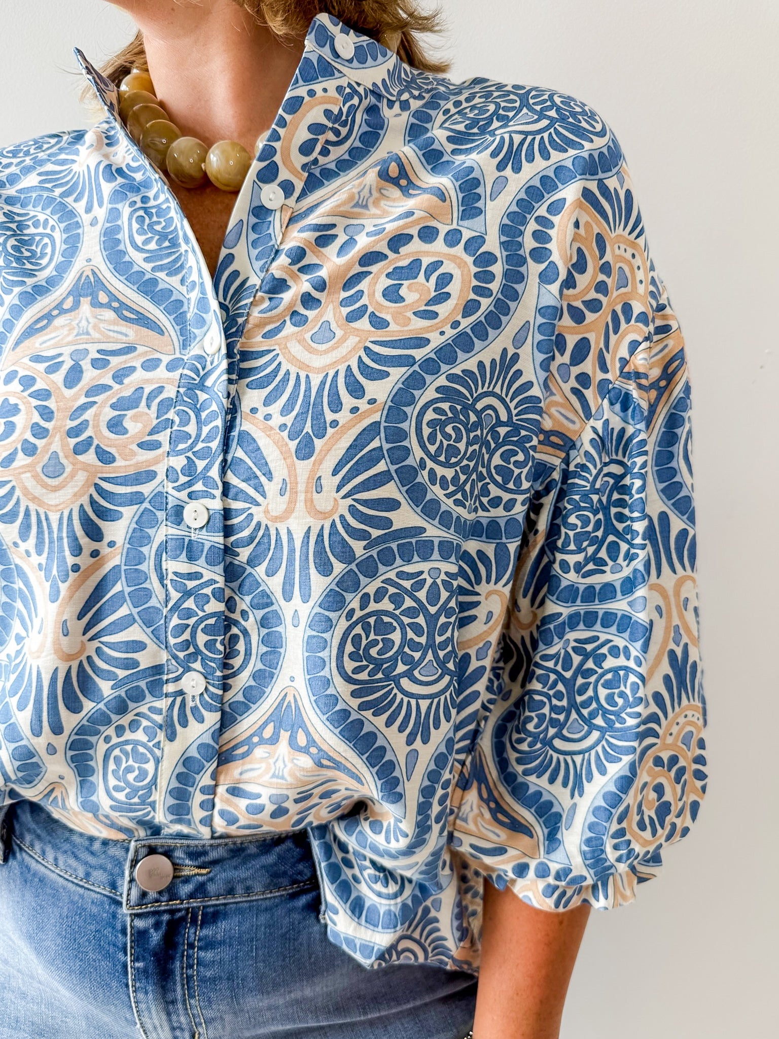 Damask Print Balloon Top