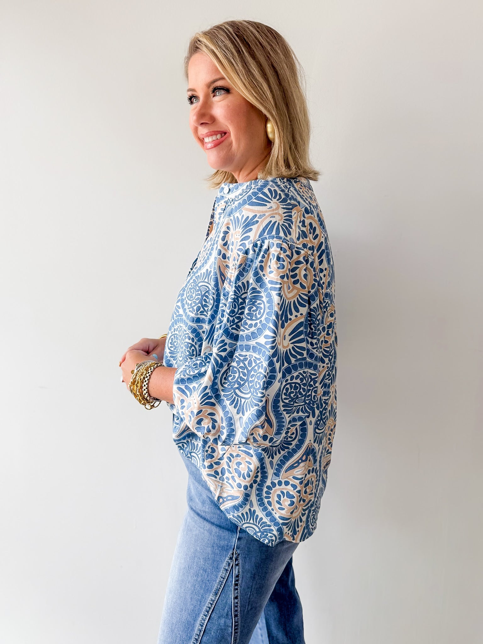 Damask Print Balloon Top