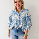 Damask Print Balloon Top