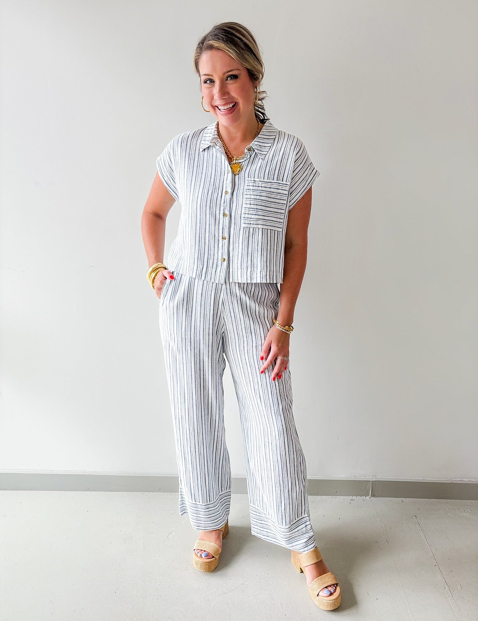 Dana Stripe Top & Pant Set