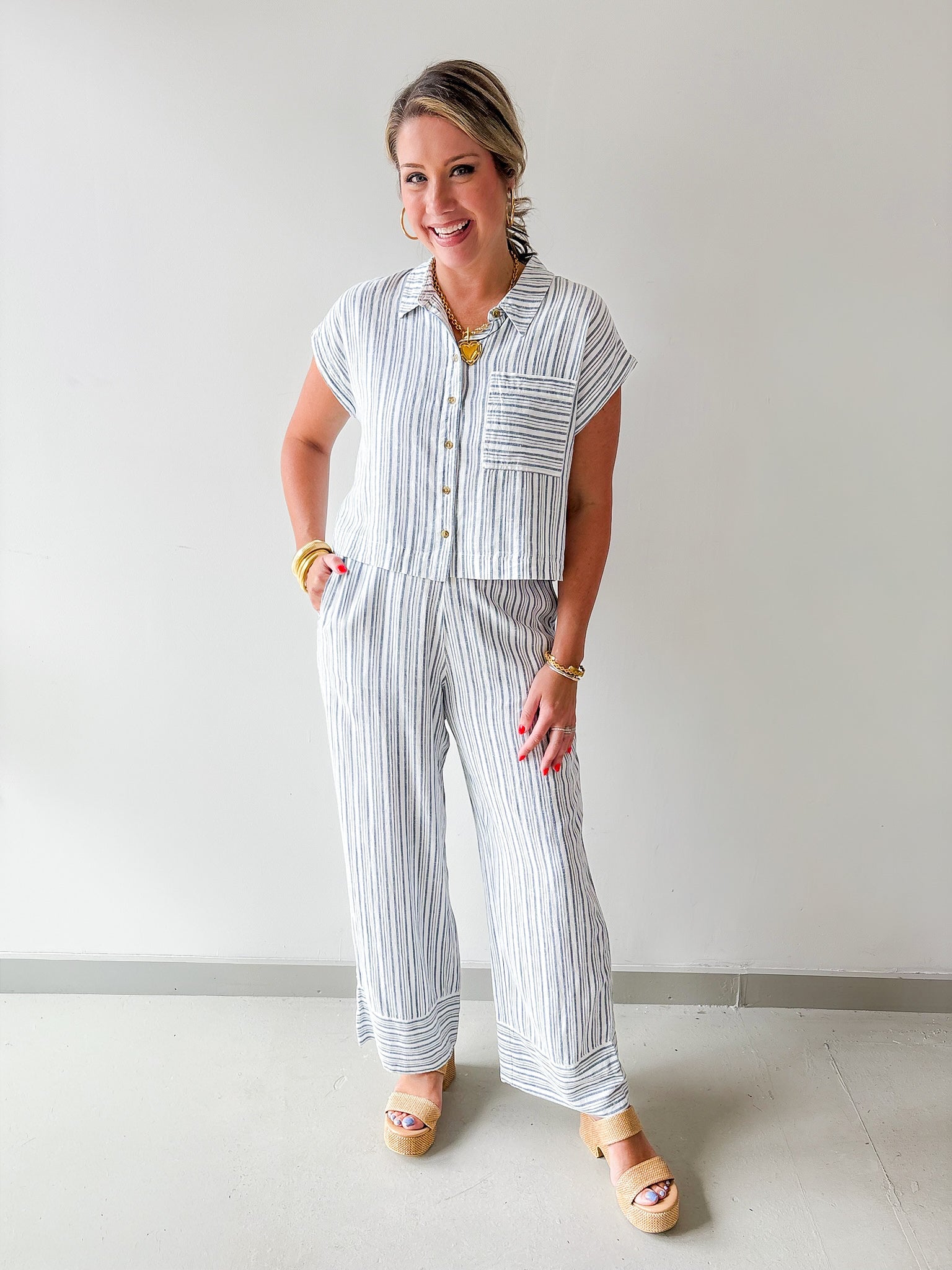 Dana Stripe Top & Pant Set