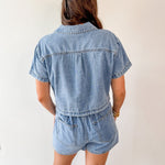 Denim Button - up Shirt & Skort Set