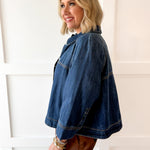 Denim Cape Jacket - Dark