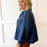 Denim Cape Jacket - Dark
