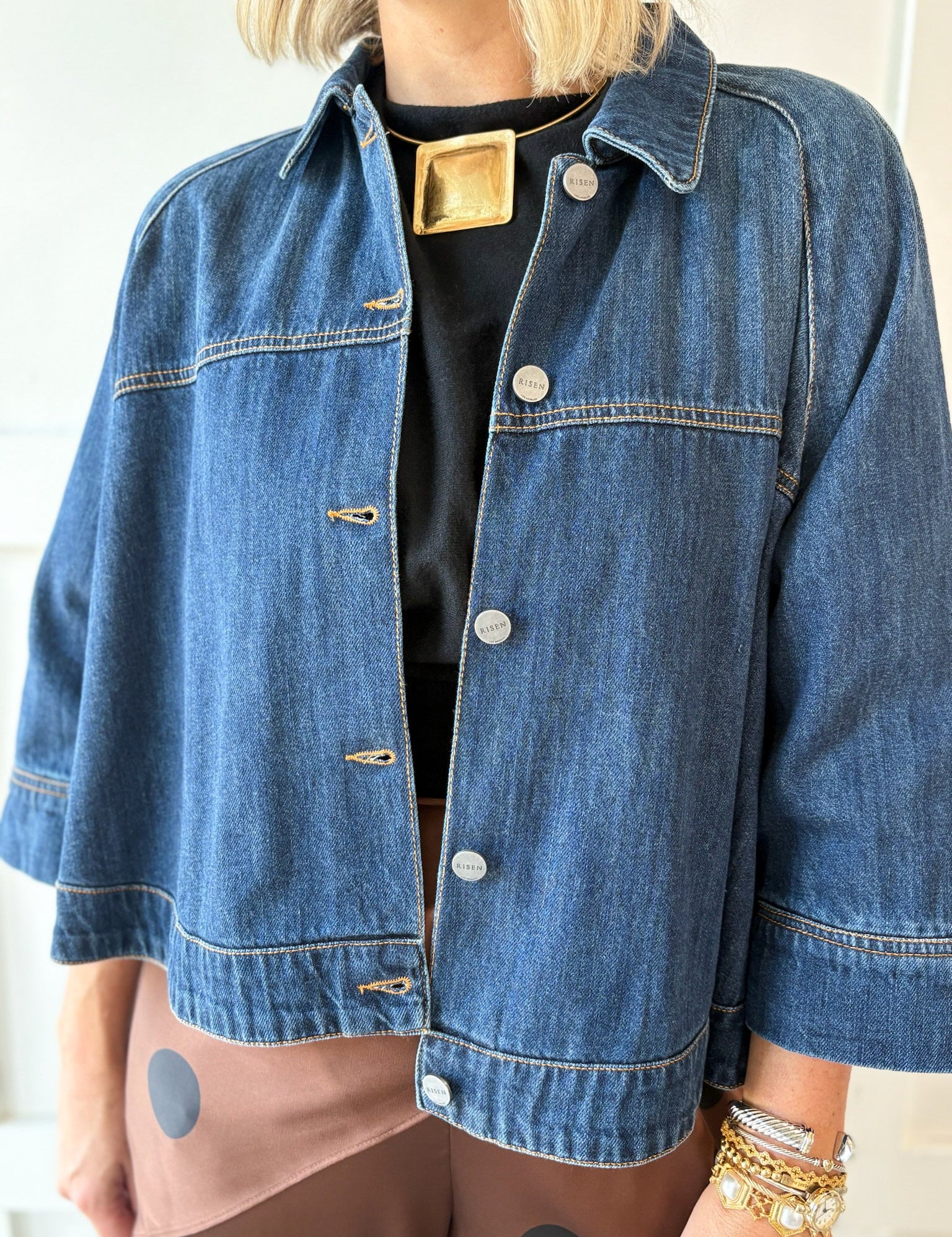 Denim Cape Jacket - Dark