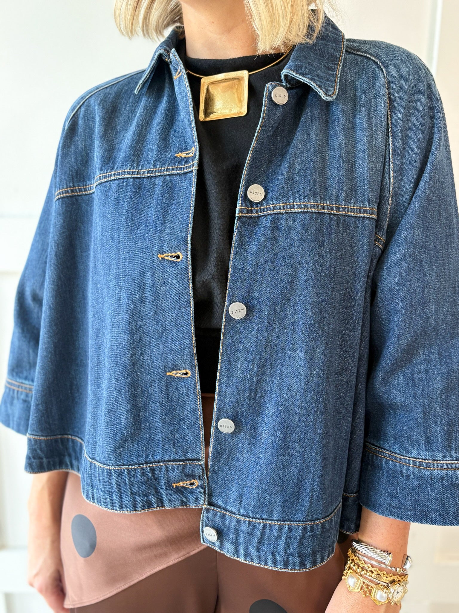 Denim Cape Jacket - Dark