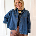 Denim Cape Jacket - Dark