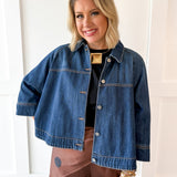 Denim Cape Jacket - Dark