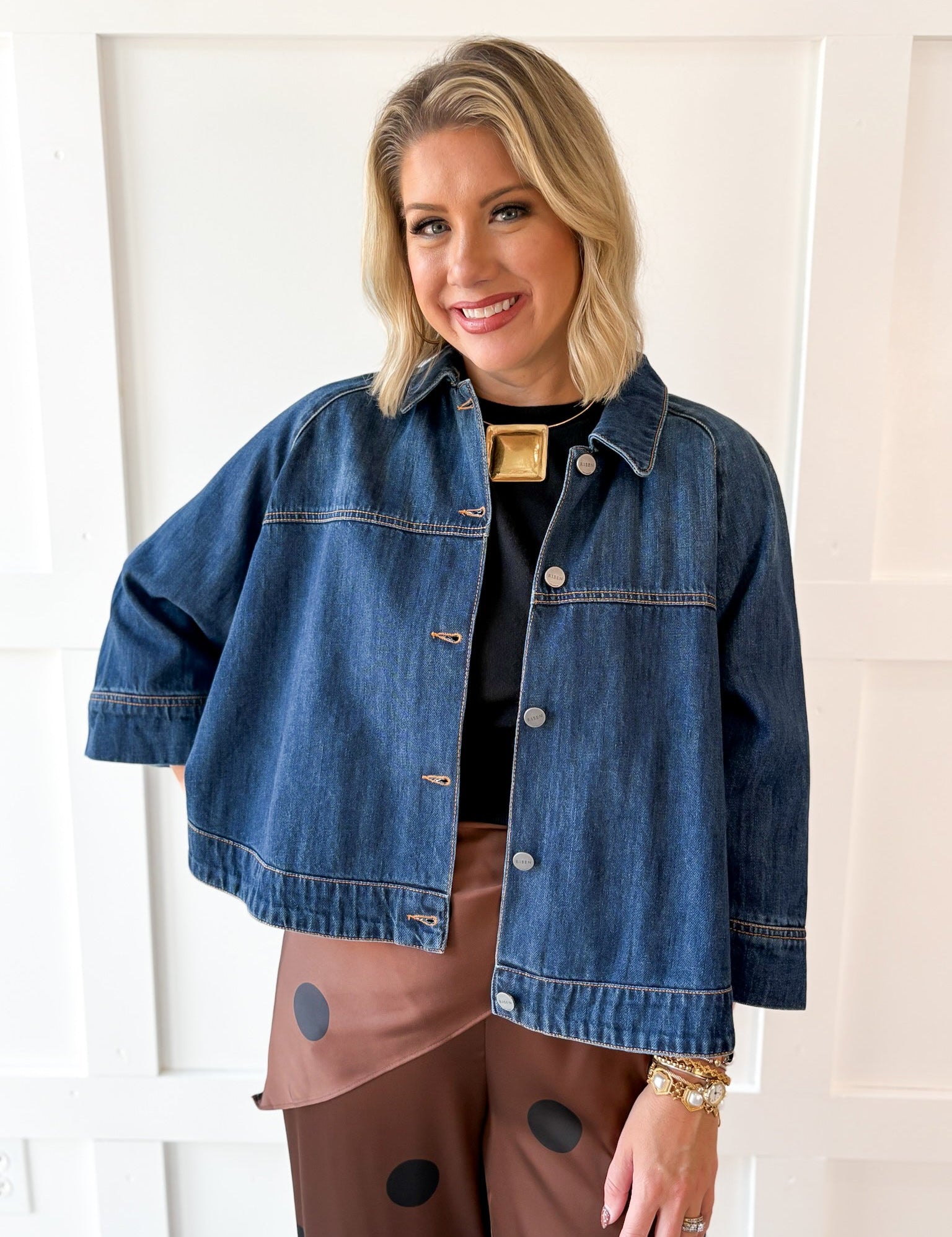 Denim Cape Jacket - Dark