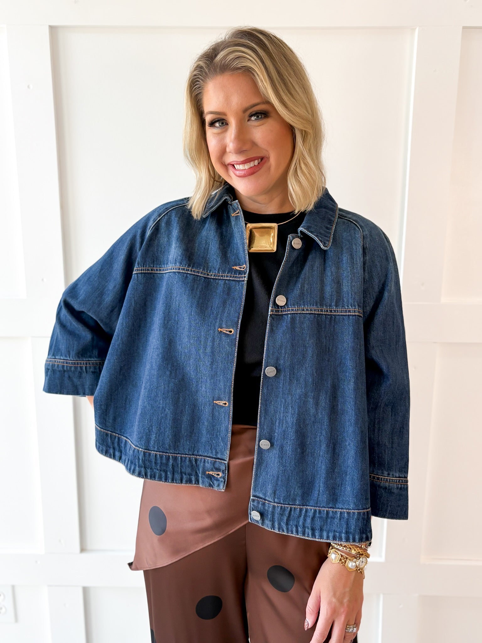 Denim Cape Jacket - Dark