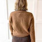 Denim Collared Knit Cardigan