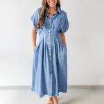 Denim Contrast Stitch Dress