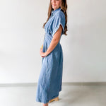 Denim Contrast Stitch Dress
