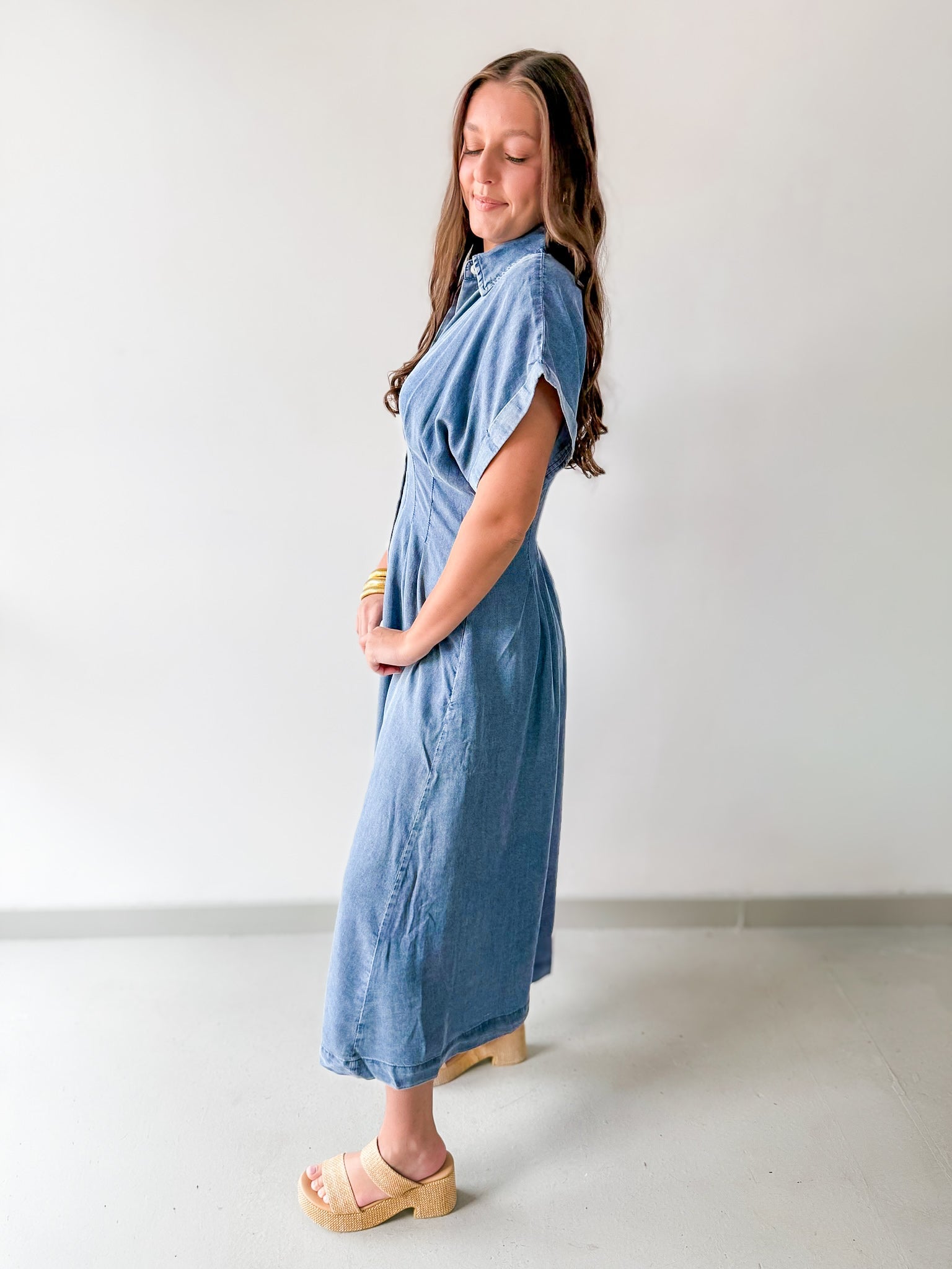 Denim Contrast Stitch Dress