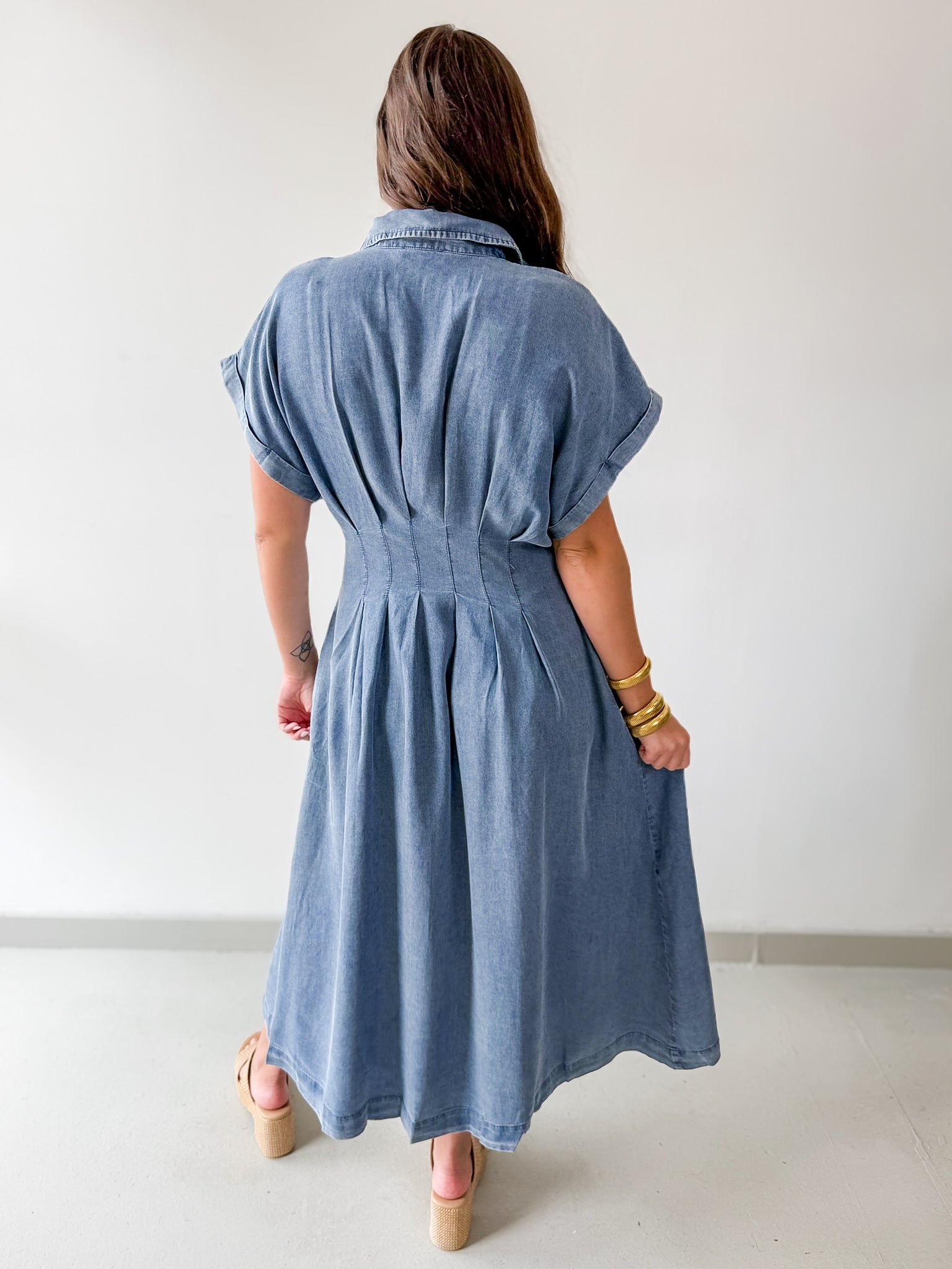 Denim Contrast Stitch Dress