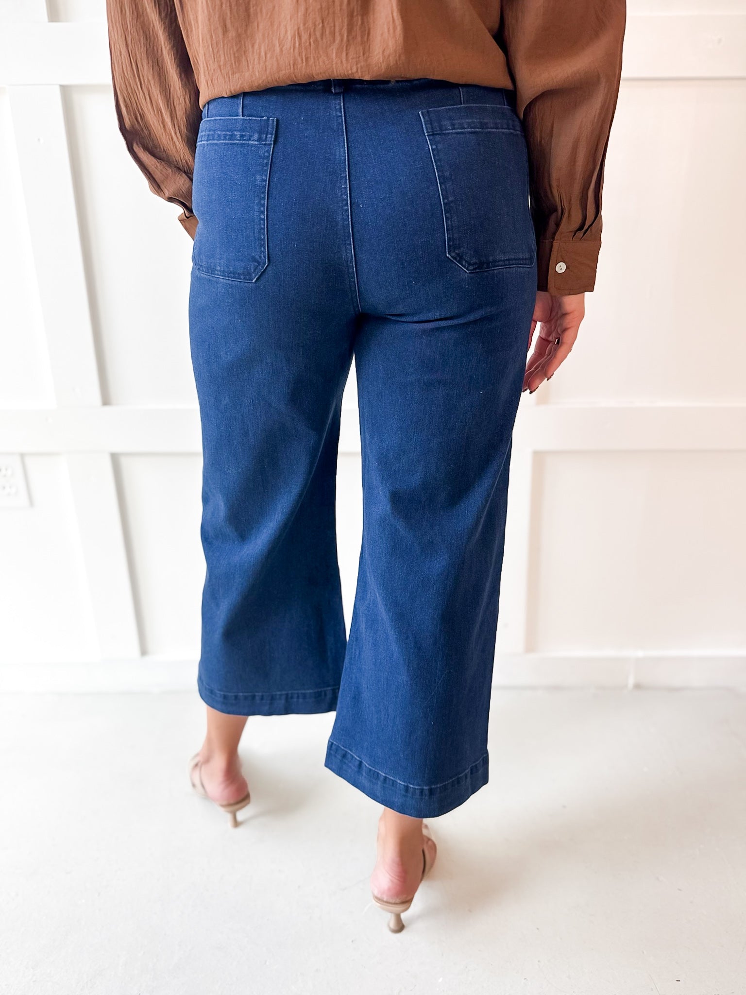 Denim High Rise Patch Pants