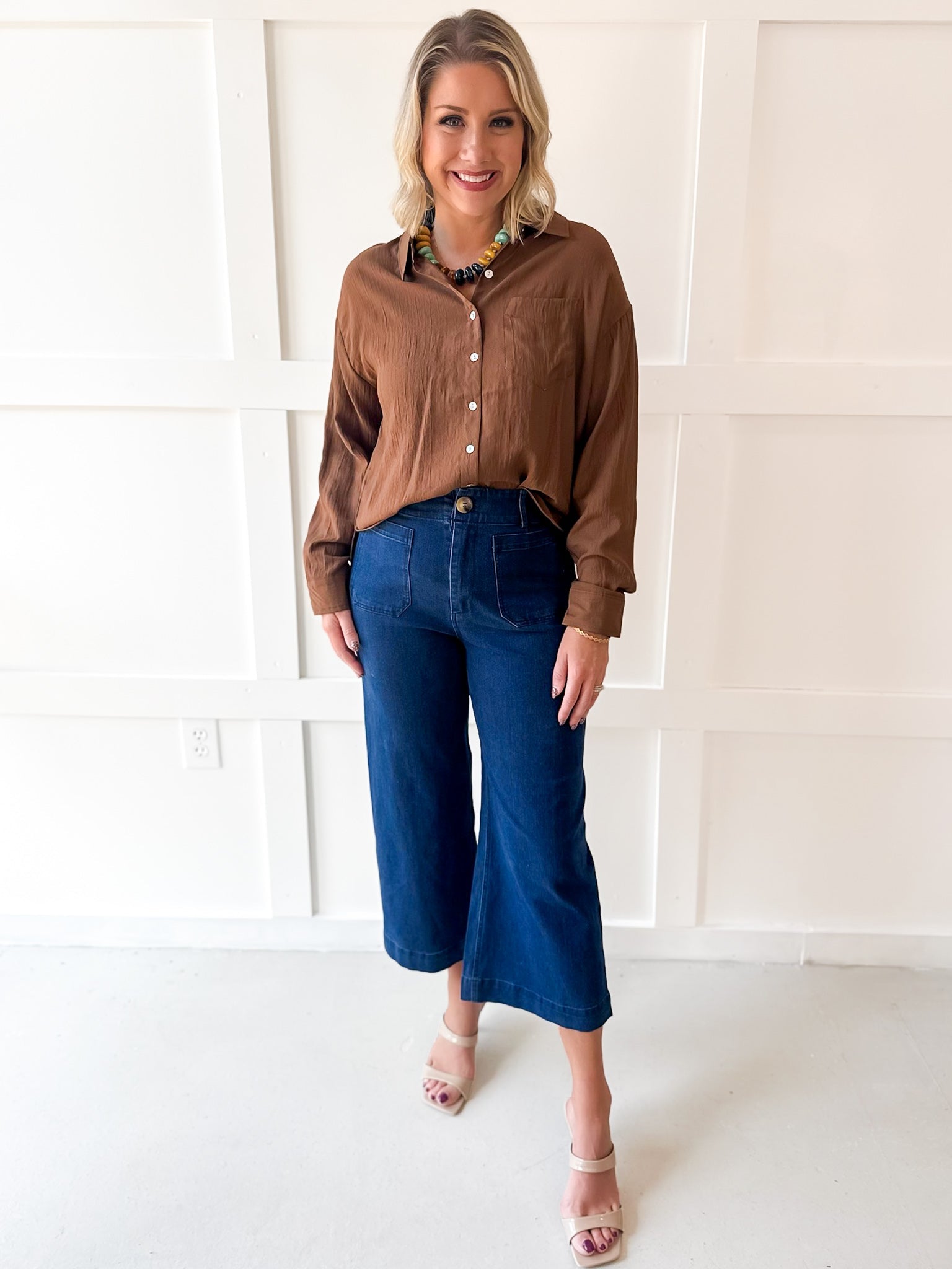Denim High Rise Patch Pants