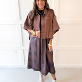 Denim Oversized Cape Jacket - Brown