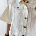 Denim Oversized Cape Jacket - Ecru
