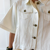 Denim Oversized Cape Jacket - Ecru
