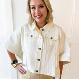 Denim Oversized Cape Jacket - Ecru