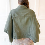 Denim Oversized Cape Jacket - Olive