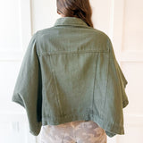 Denim Oversized Cape Jacket - Olive