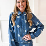 Denim Polka Dot Crop Jacket