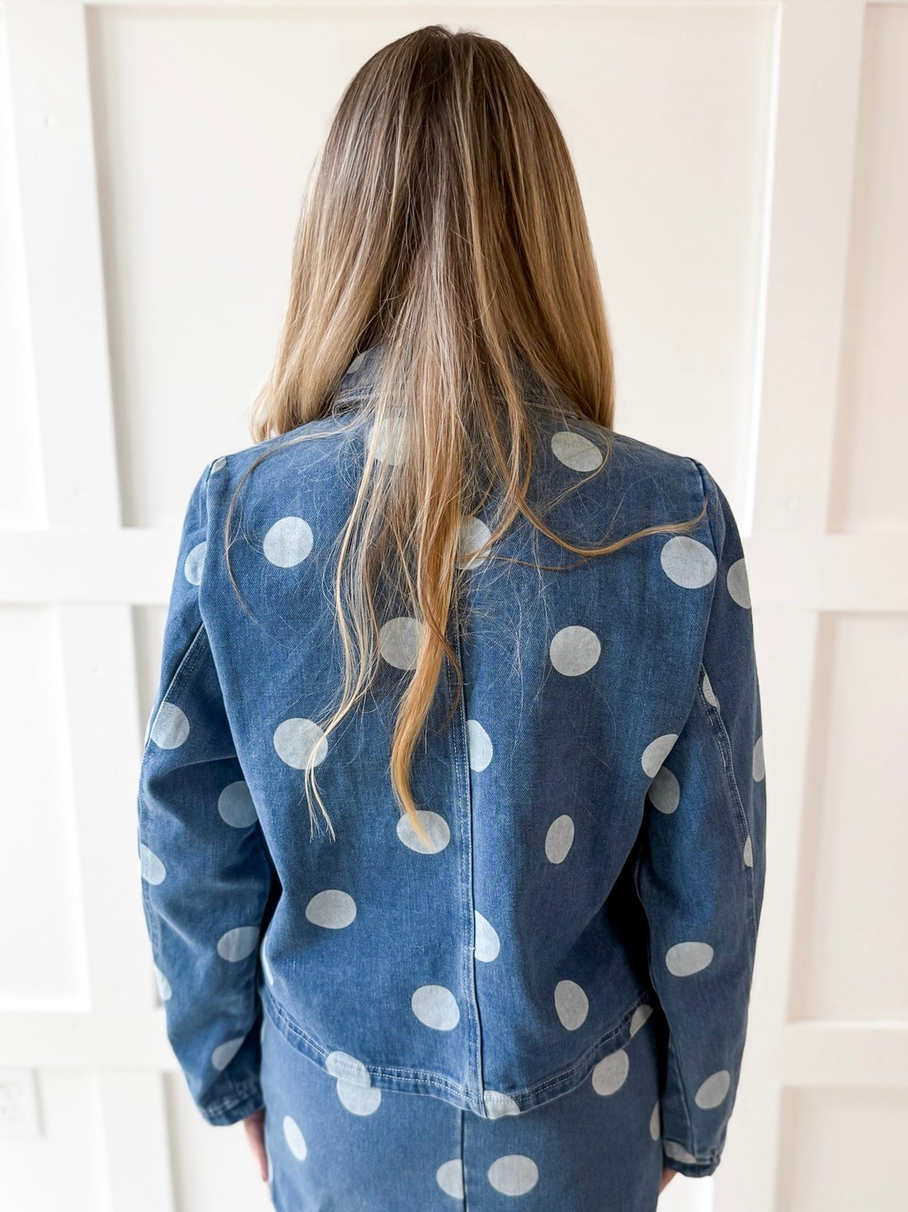 Denim Polka Dot Crop Jacket