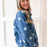 Denim Polka Dot Crop Jacket