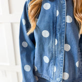 Denim Polka Dot Crop Jacket