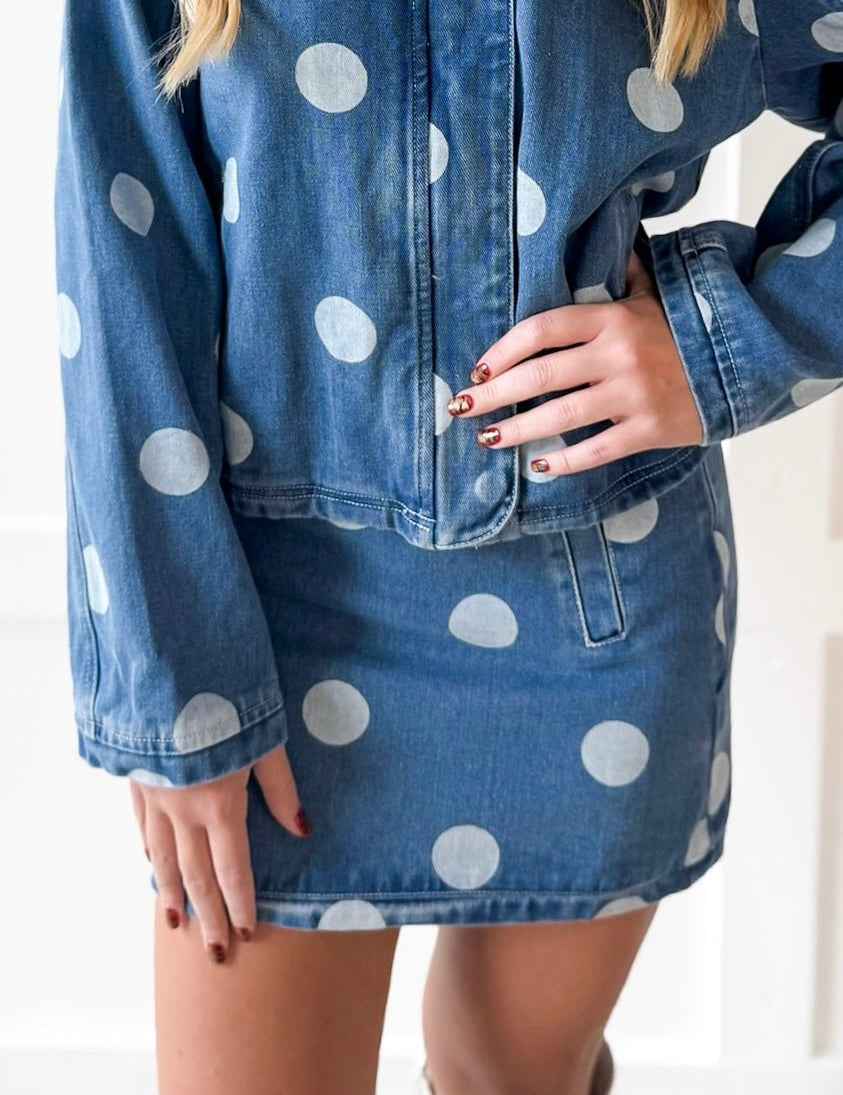 Denim Polka Dot Skirt
