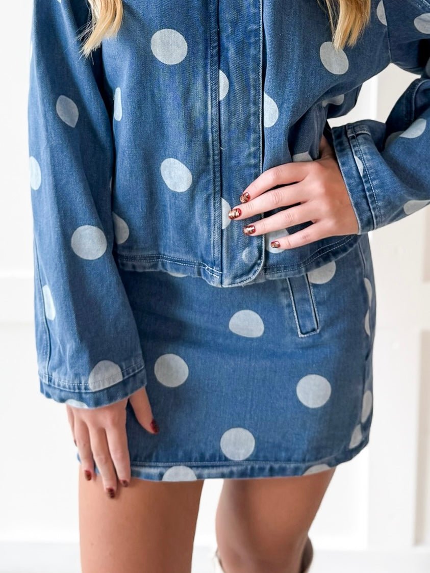 Denim Polka Dot Skirt
