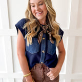 Denim Trench Pocket Top