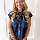 Denim Trench Pocket Top