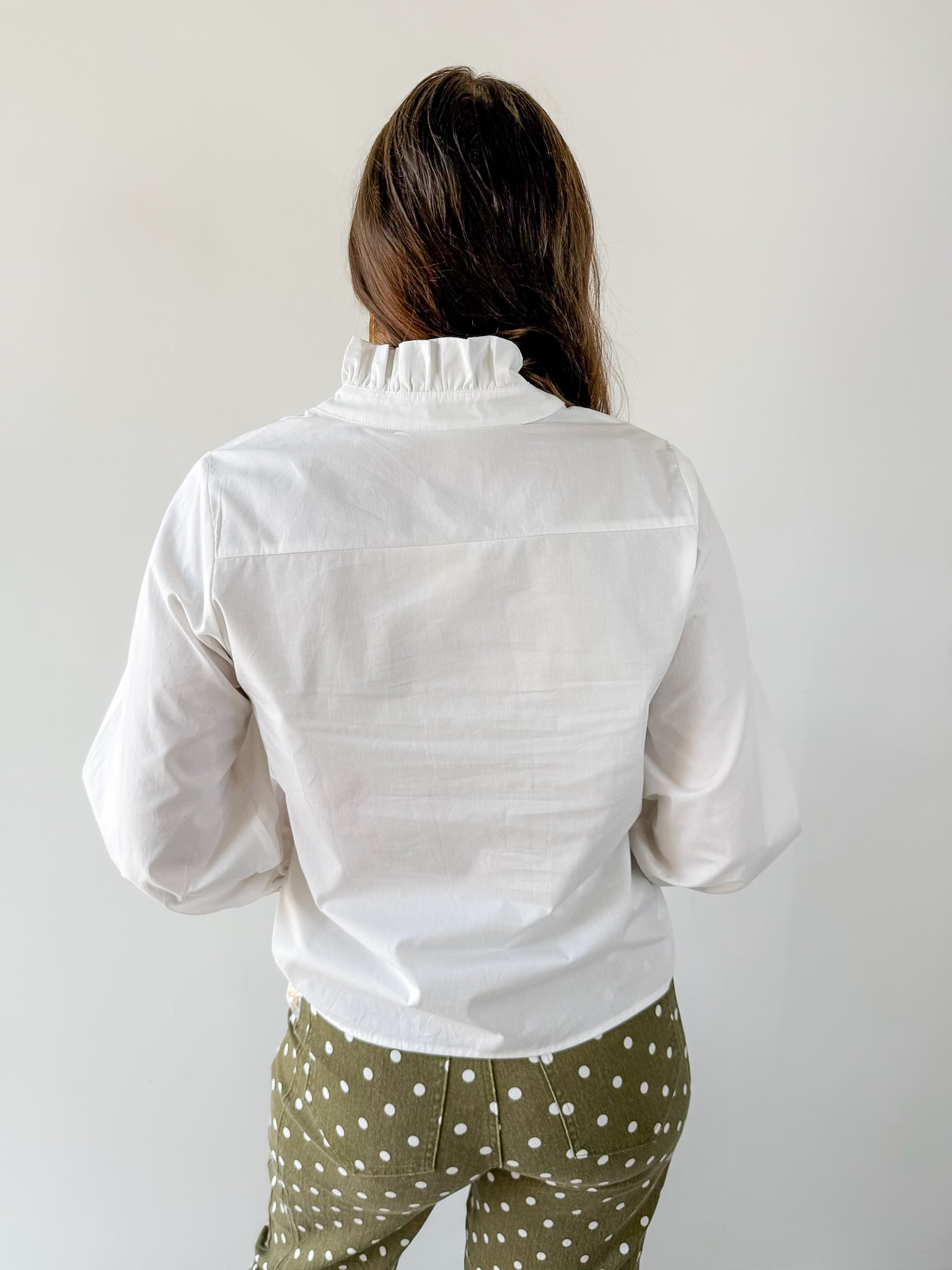 Diagonal Button Closure Blouse - White