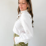 Diagonal Button Closure Blouse - White