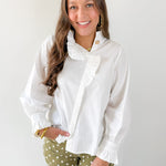 Diagonal Button Closure Blouse - White