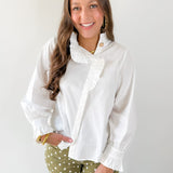 Diagonal Button Closure Blouse - White